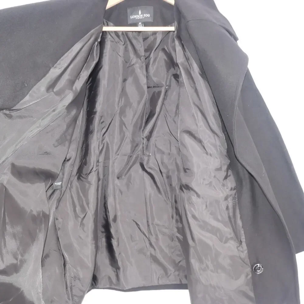 DRAFT NEW London Fog Women's 3X BLACK Wool Blend Pea Coat With Scarf